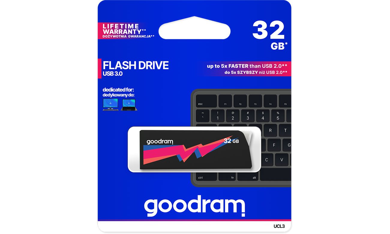 Pendrive (pamięć USB) GOODRAM 32GB UCL3 odczyt 60MB/s USB 3.0 czarny UCL3-0320K0R11