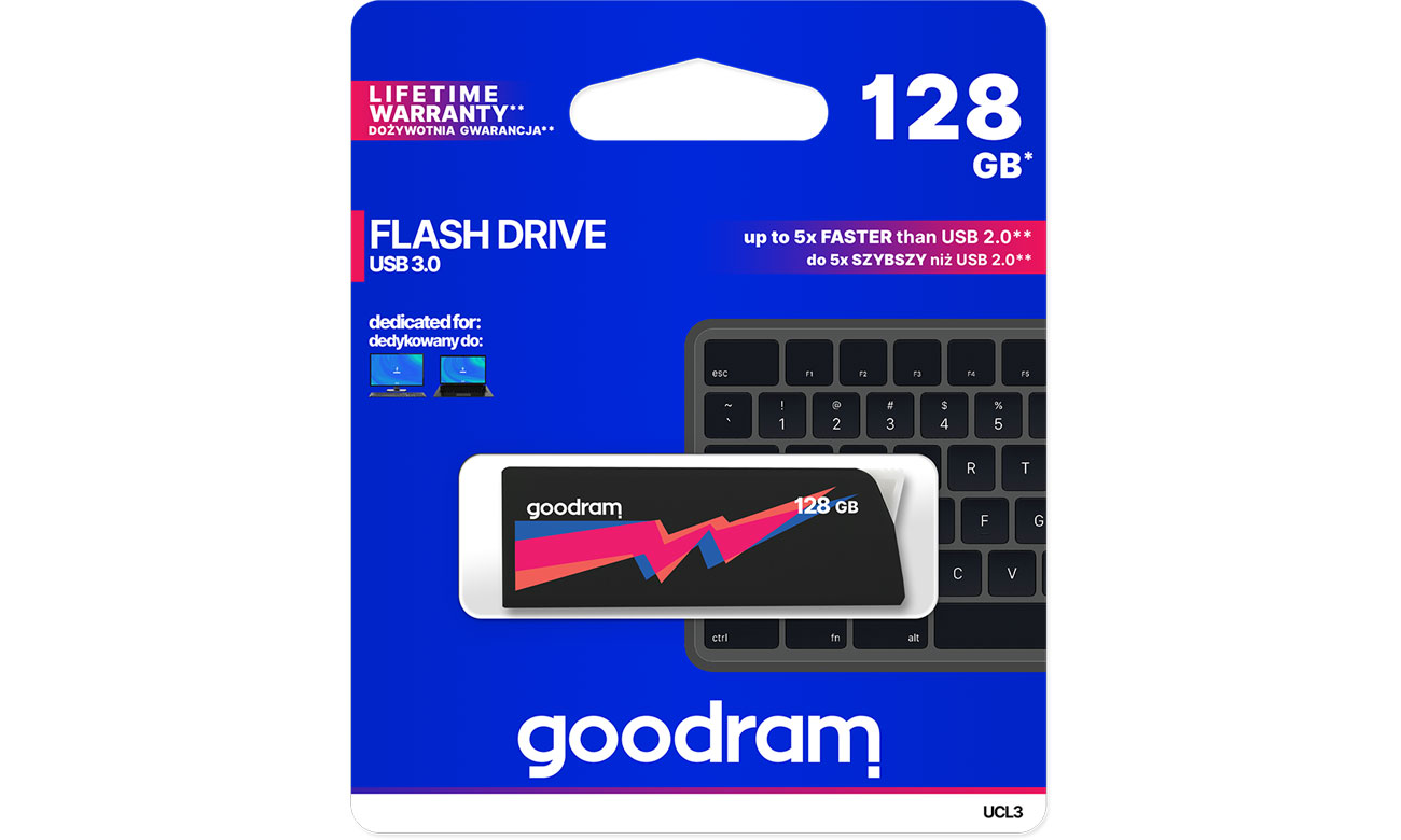 Pendrive (pamięć USB) GOODRAM 128GB UCL3 odczyt 60MB/s USB 3.0 czarny UCL3-1280K0R11