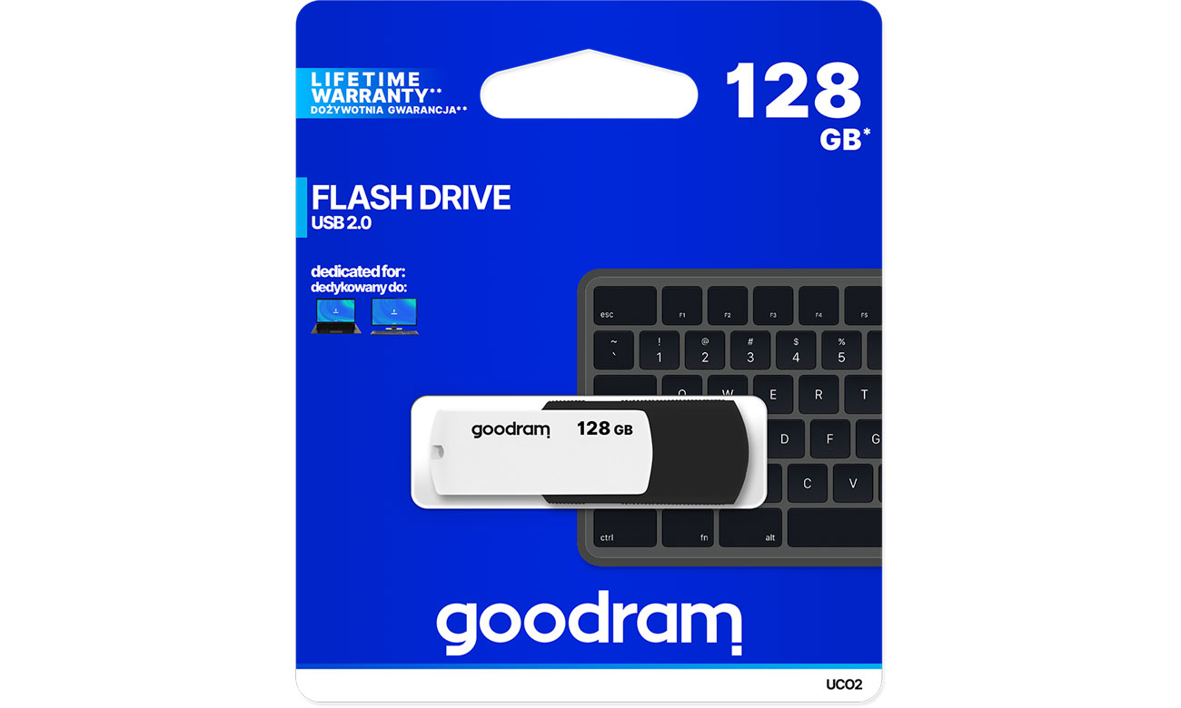 Pendrive (pamięć USB) GOODRAM 128GB UCO2 odczyt 20MB/s USB 2.0 czarno-biały UCO2-1280KWR11