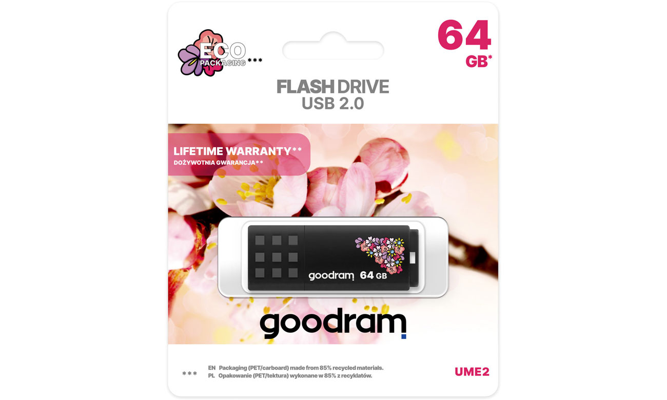 Pendrive (pamięć USB) GOODRAM 64 GB UME2 odczyt 20MB/s USB 2.0 spring