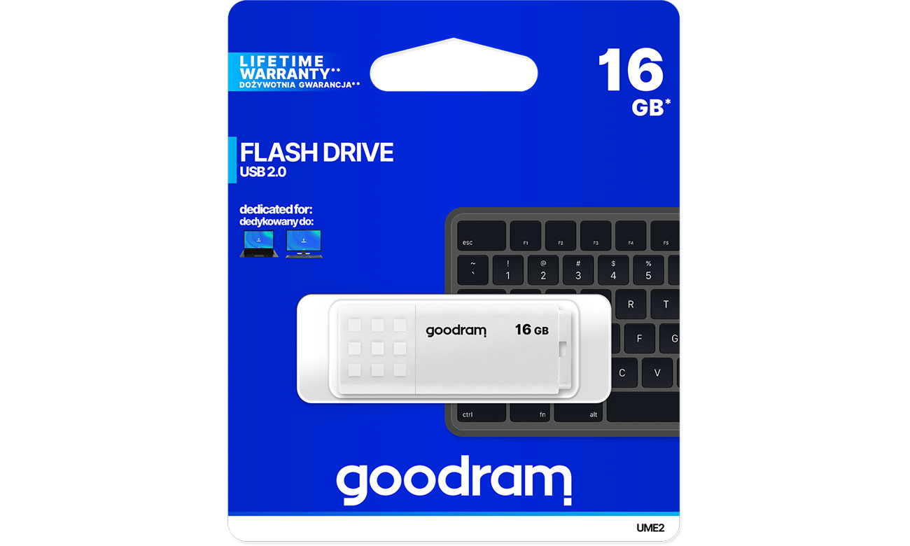 Pendrive (USB-Speicher) GOODRAM 16GB UME2 Lesen 20MB/s USB 2.0 weiß UME2-0160W0R11