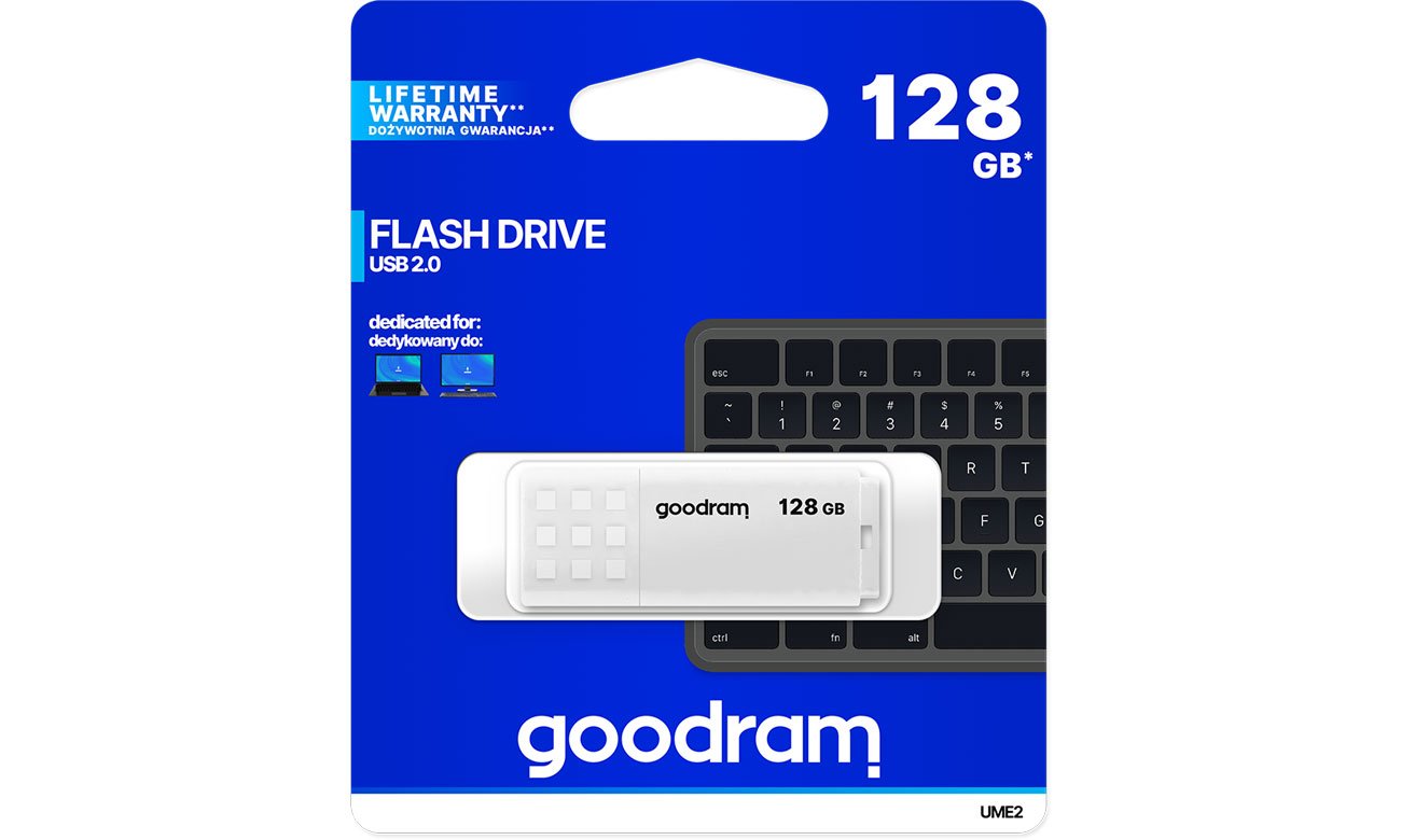 Pendrive (USB-Speicher) GOODRAM 128GB UME2 Lesen 20MB/s USB 2.0 weiß UME2-1280W0R11