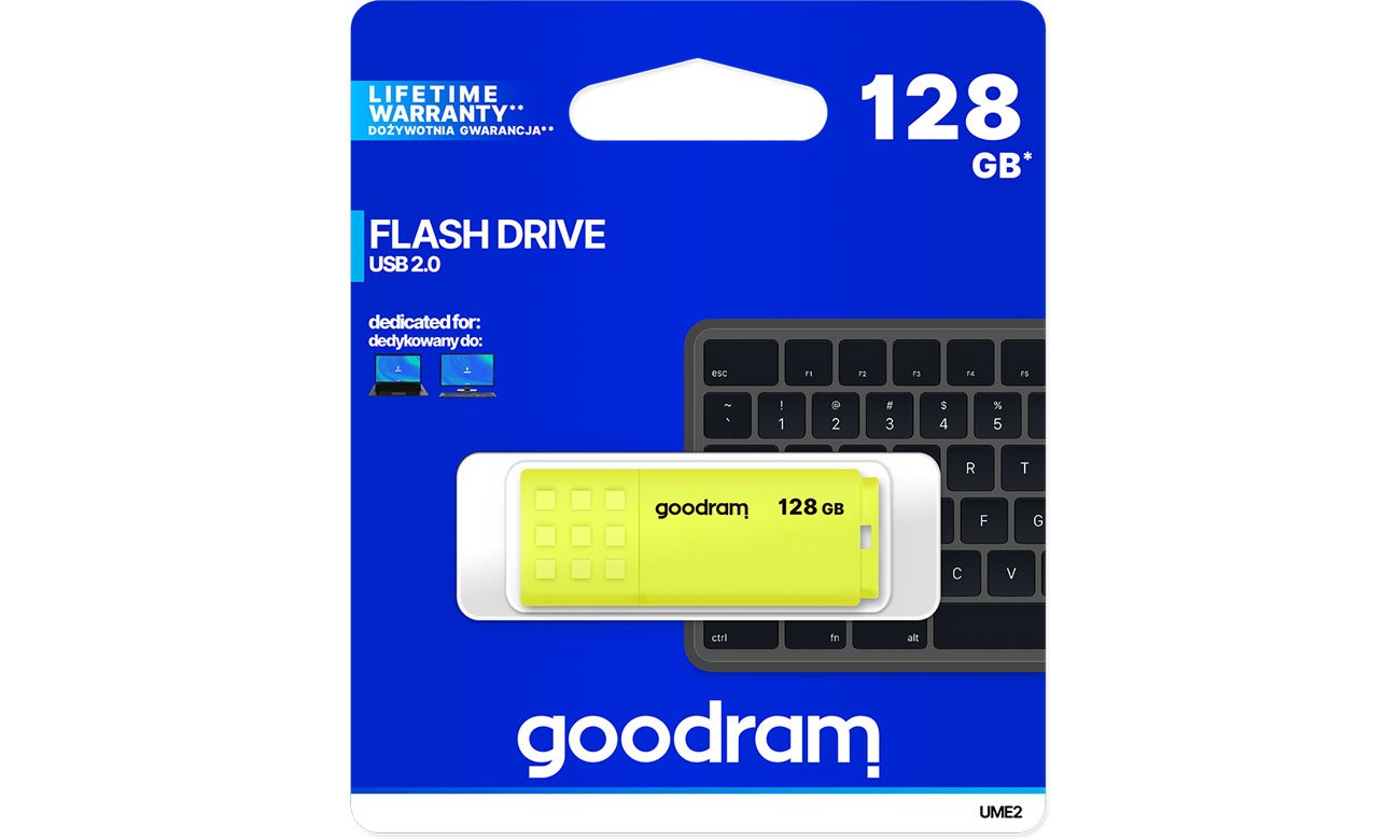 Pendrive (USB-Speicher) GOODRAM 128GB UME2 Lesen 20MB/s USB 2.0 gelb UME2-1280Y0R11