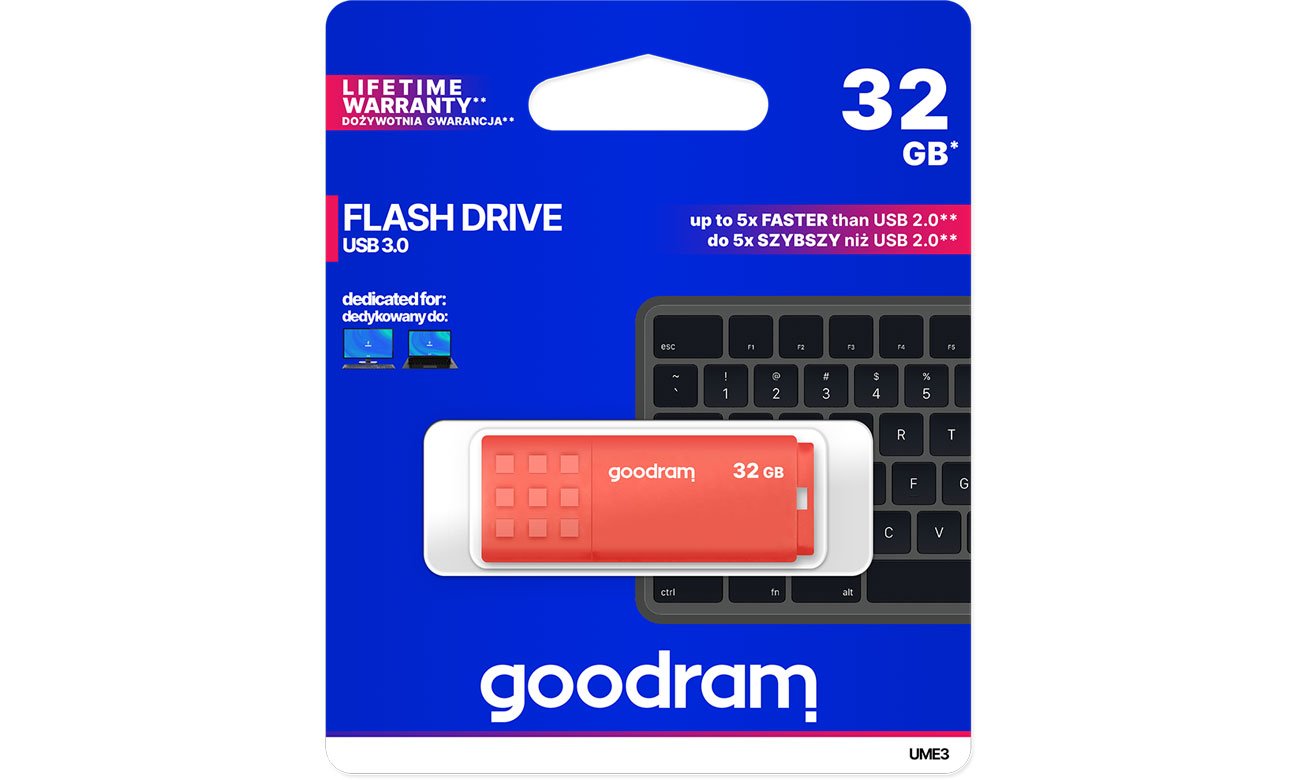 Pendrive (USB-Speicher) GOODRAM 32GB UME3 Lesen 60MB/s USB 3.0 orange UME3-0320O0R11