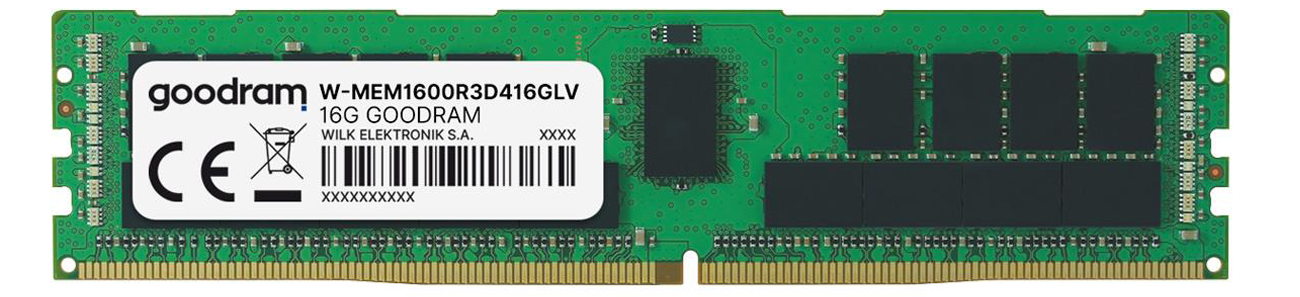 Moduł pamięci RAM GOODRAM 16GB DDR3 ECC REG 1600MHz DRx4 RDIMM LV VLP