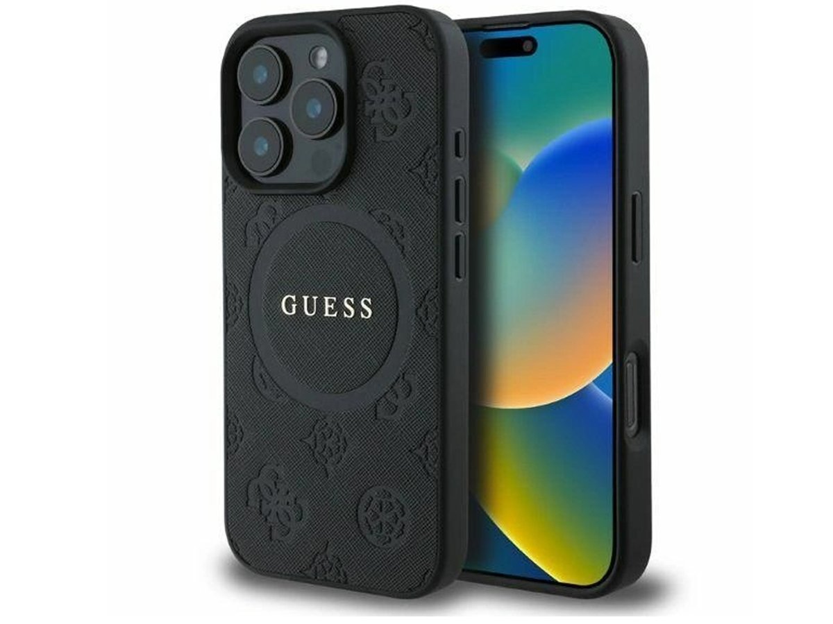 Etui Guess Saffiano Peony Classic Logo do iPhone 16 Pro Max czarny
