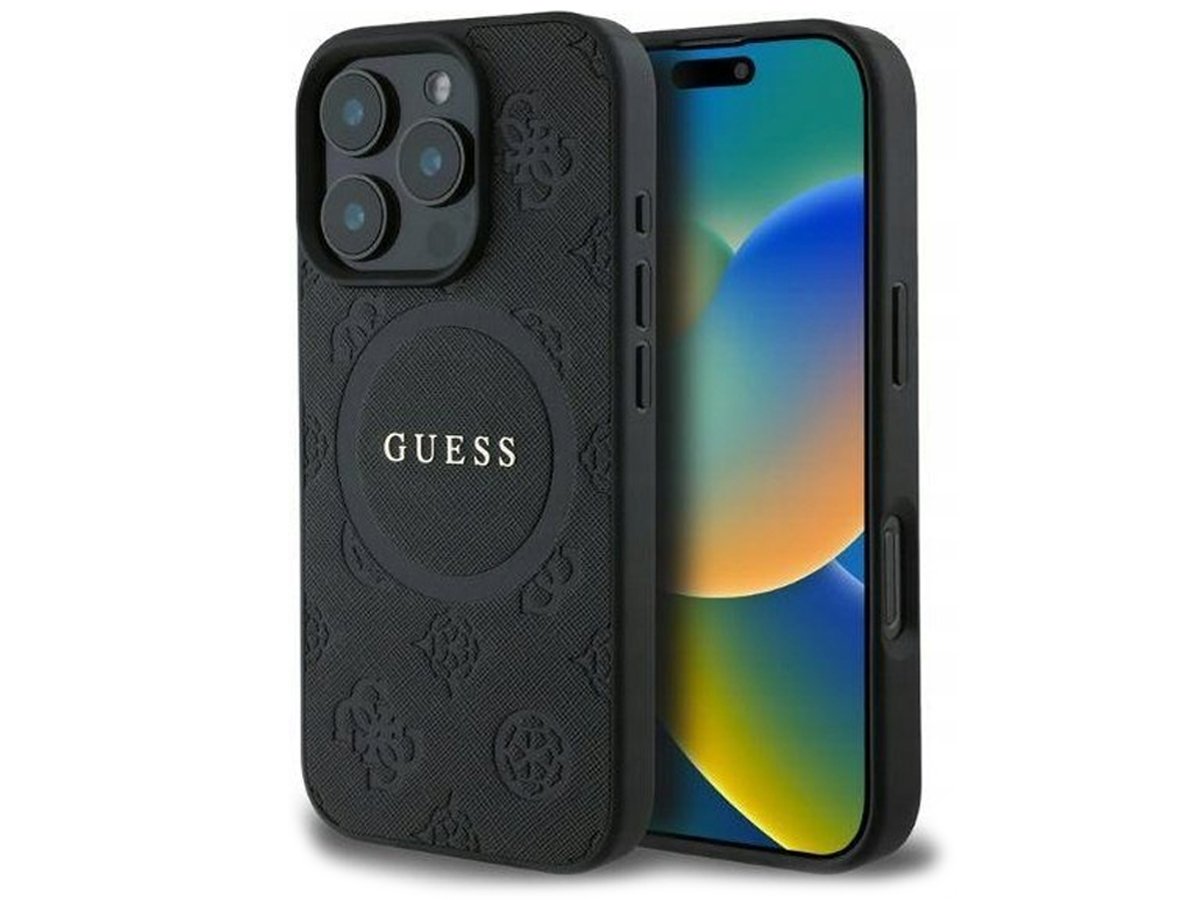 Etui Guess Saffiano Peony Classic Logo do iPhone 16 Pro Max czarny