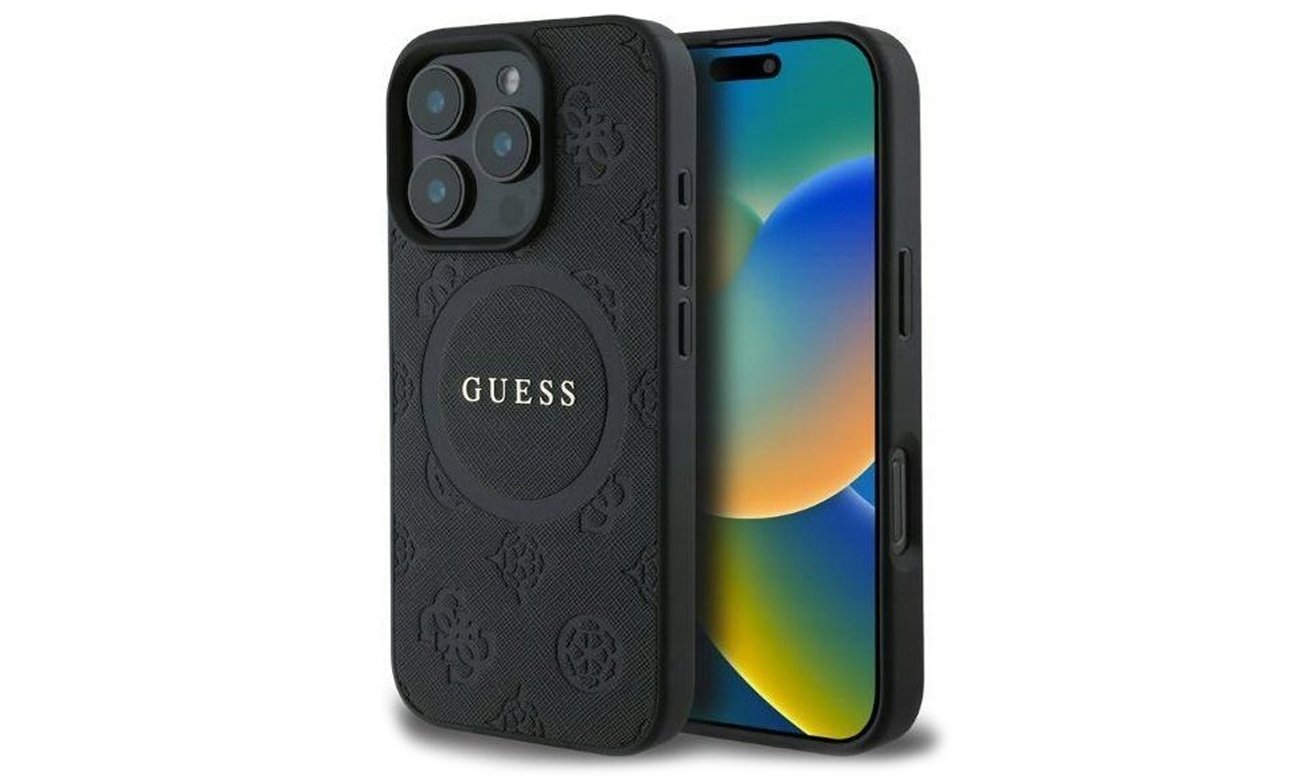 Etui Guess Saffiano Peony Classic Logo do iPhone 16 Pro Max czarny