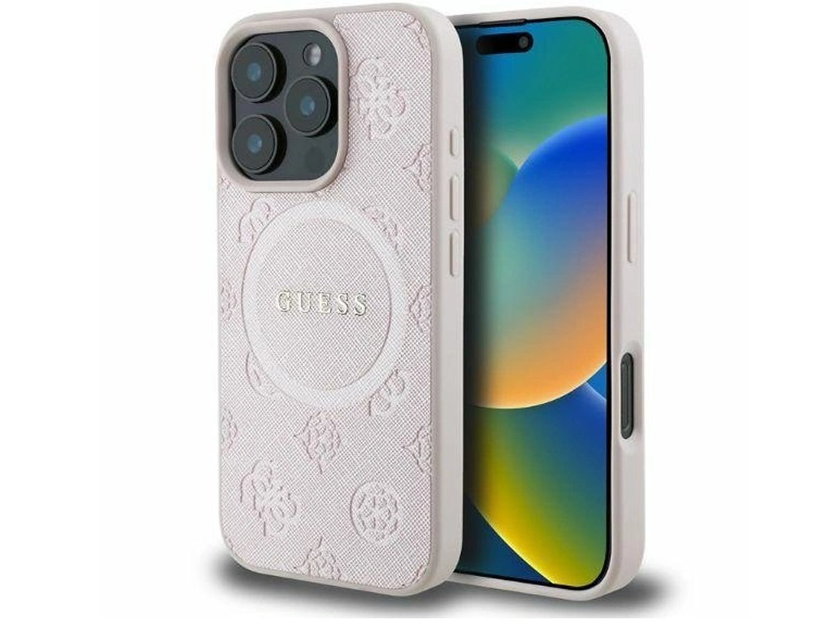 Etui Guess Saffiano Peony Classic Logo do iPhone 16 Pro Max czarny