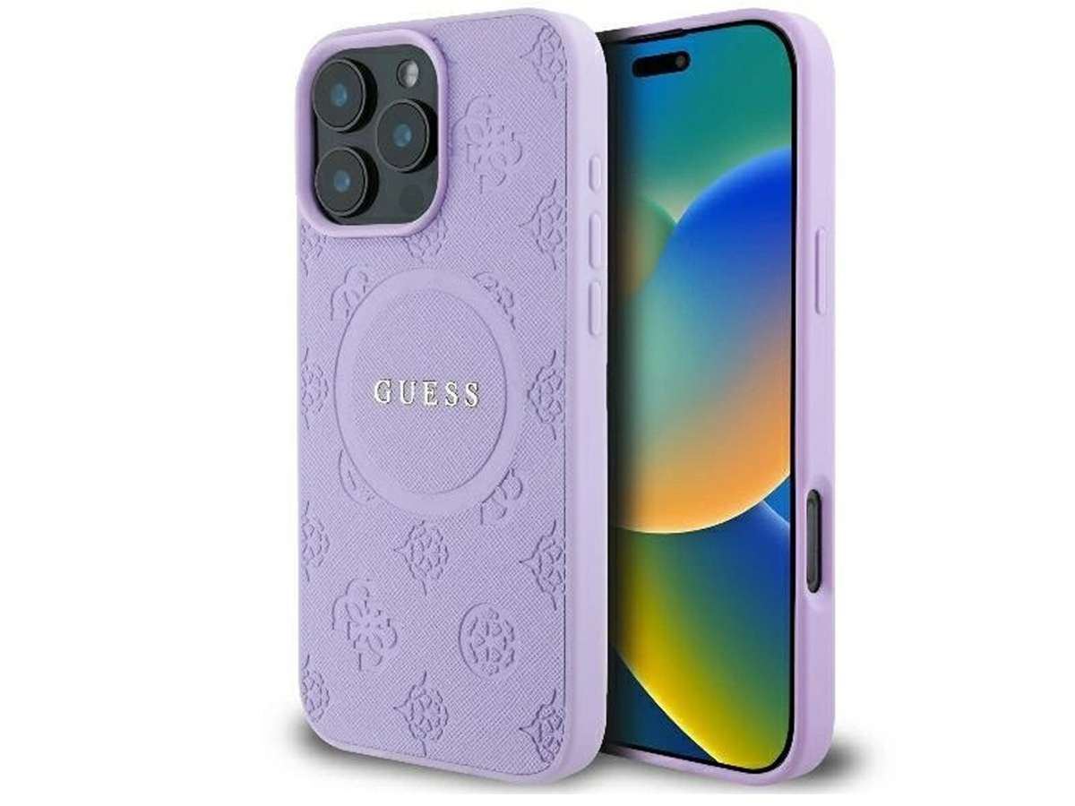 Etui Guess Saffiano Peony Classic Logo do iPhone 16 Pro Max czarny