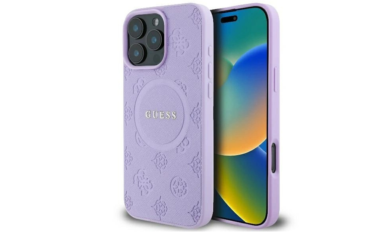 Etui Guess Saffiano Peony Classic Logo do iPhone 16 Pro czarny