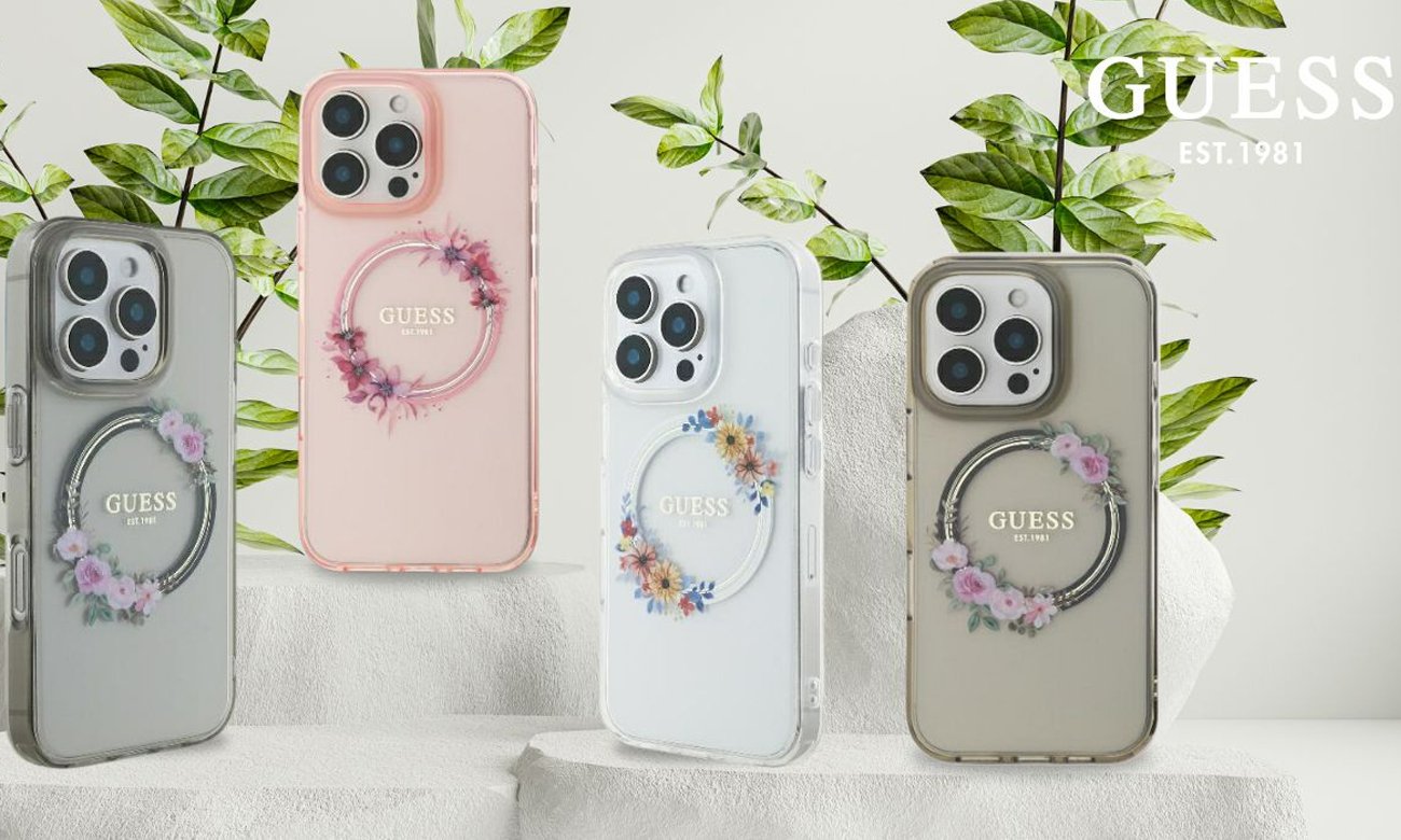 Etui Guess IML Flowers Wreath do iPhone 16 Pro różowy