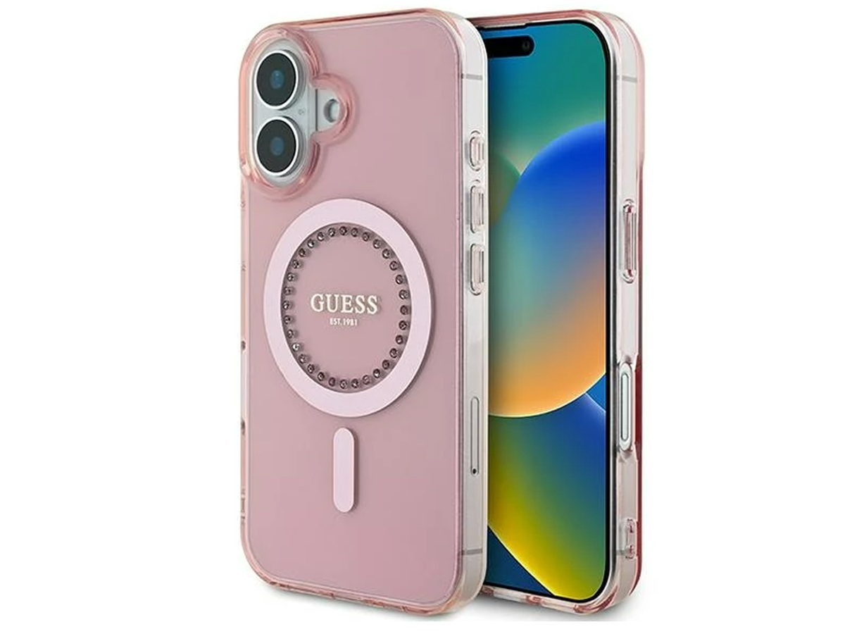 Etui Guess IML Rhinestones do iPhone 16 Pro Max różowy