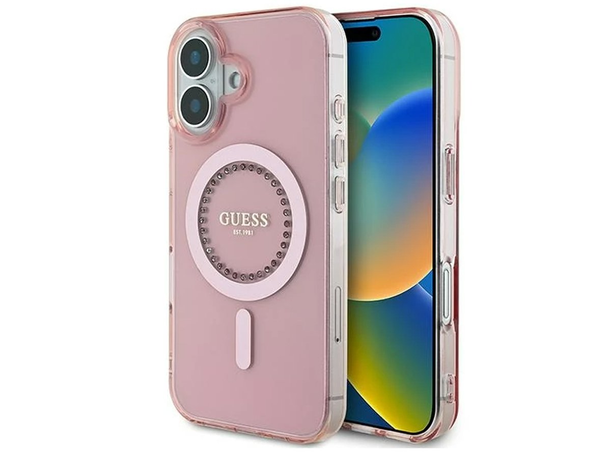 Etui Guess IML Rhinestones do iPhone 16 Pro Max różowy