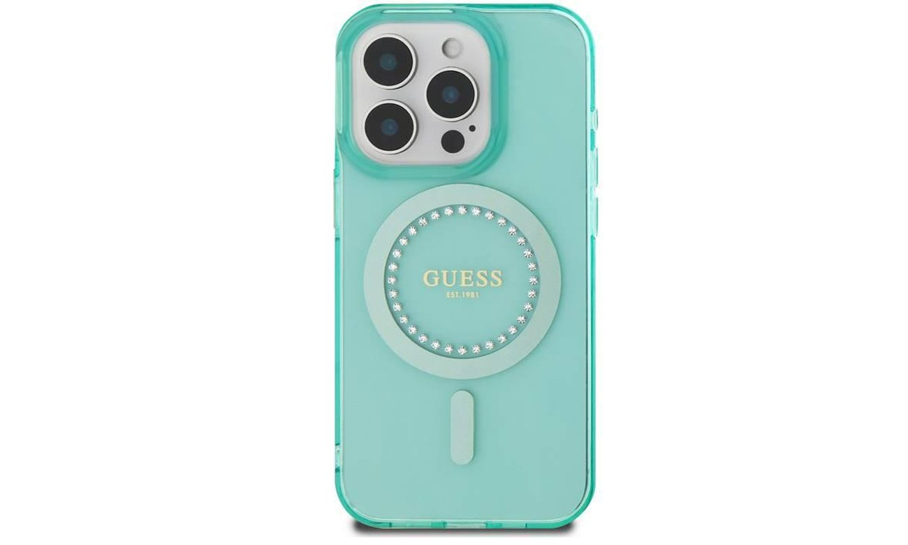 Etui Guess IML Rhinestones do iPhone 16 Pro Max zielony