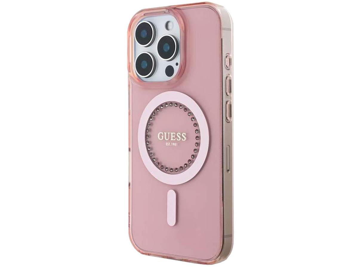 Etui Guess IML Rhinestones do iPhone 16 Pro Max różowy