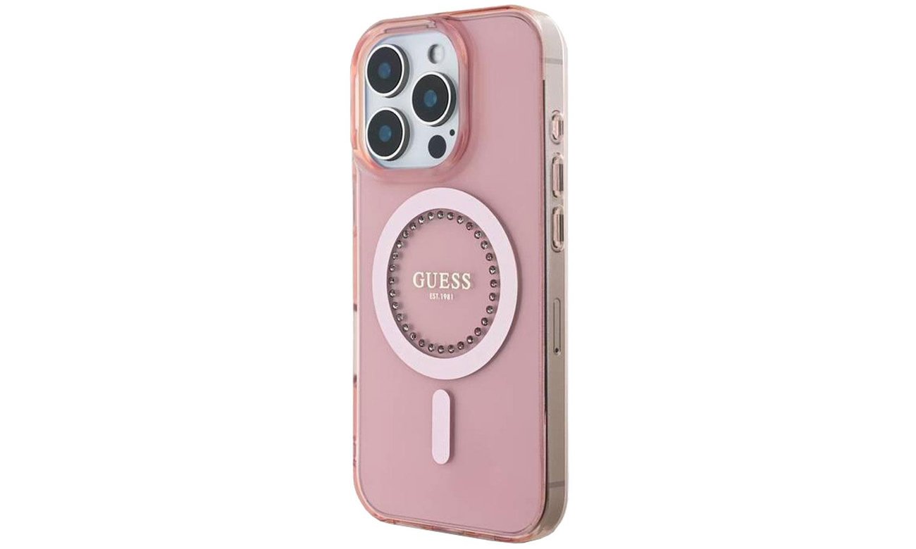 Etui Guess IML Rhinestones do iPhone 16 Pro Max różowy
