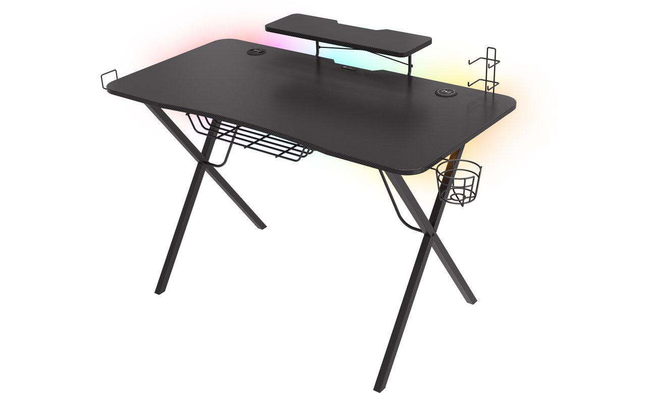 Biurko gamingowe Genesis HOLM 300 RGB - Widok od przodu pod kątem