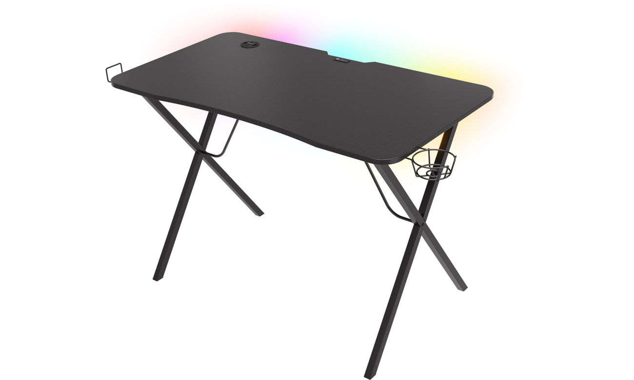 Biurko gamingowe Genesis HOLM 200 RGB - Widok od przodu pod kątem