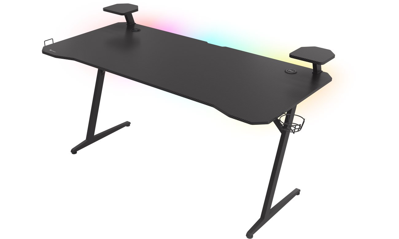 Biurko gamingowe Genesis HOLM 510 RGB - Widok od przodu pod kątem