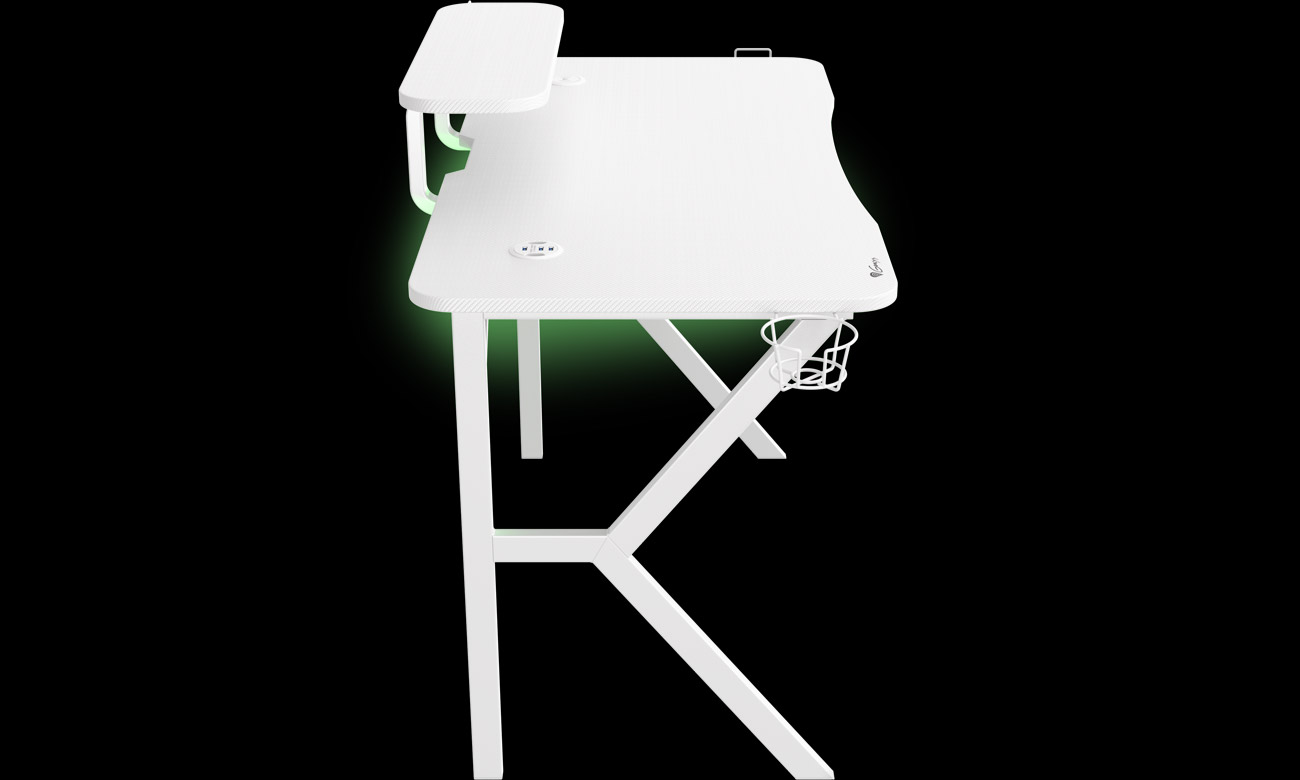 Biurko gamingowe Genesis HOLM 320 RGB Białe - Widok z boku