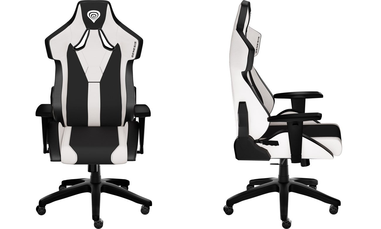 Fotel gamingowy Genesis Nitro 650 Howlite White - Widok od przodu i z boku