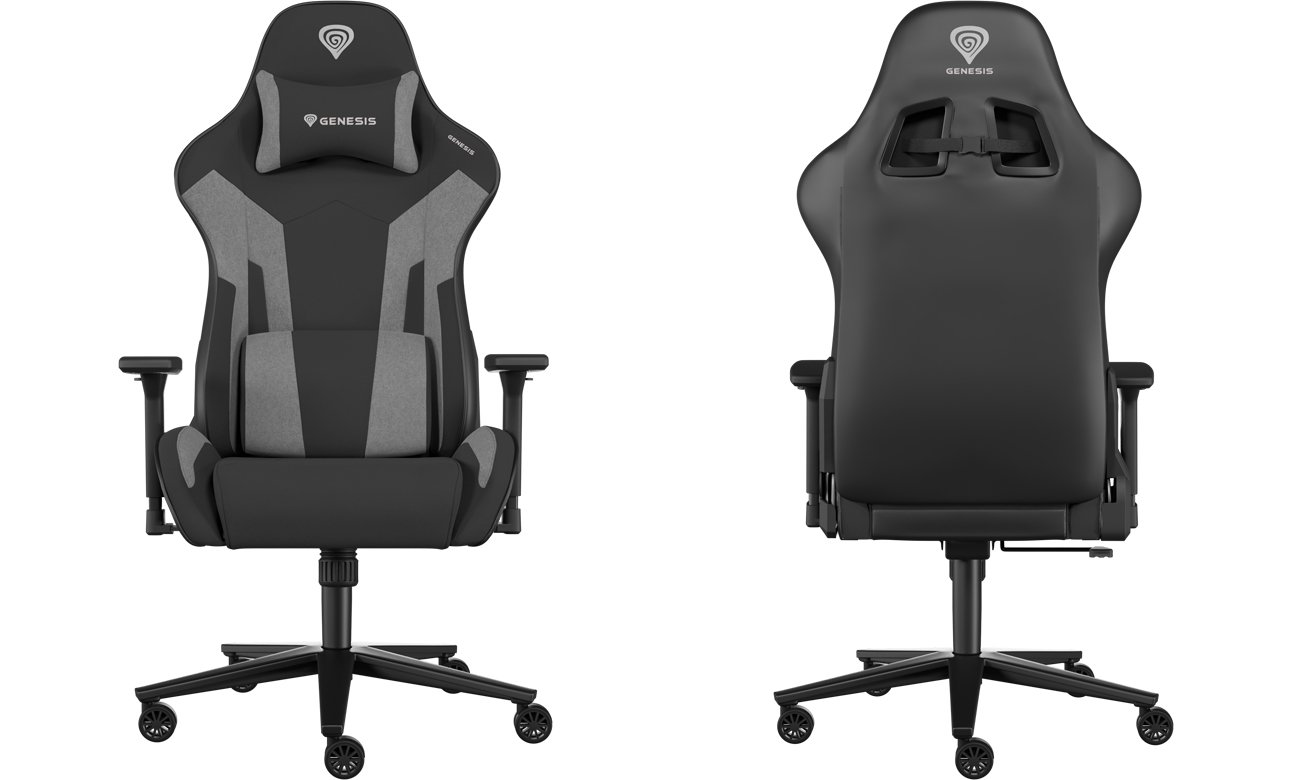 Fotel gamingowy Genesis Nitro 720 Czarno-szary - Widok od przodu i od tyłu