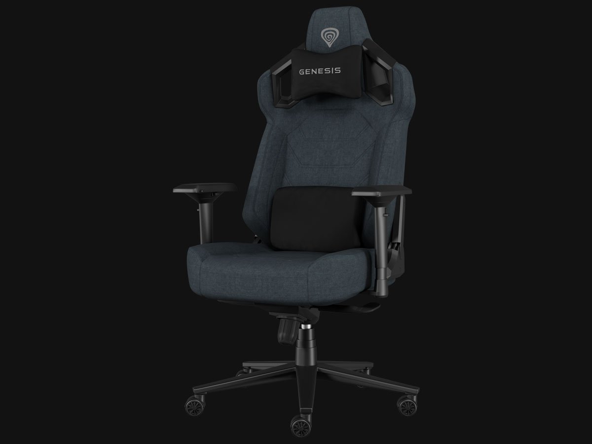 Fotel gamingowy Genesis Nitro 800 Szary - Widok od przodu pod kątem, grafika z tłem