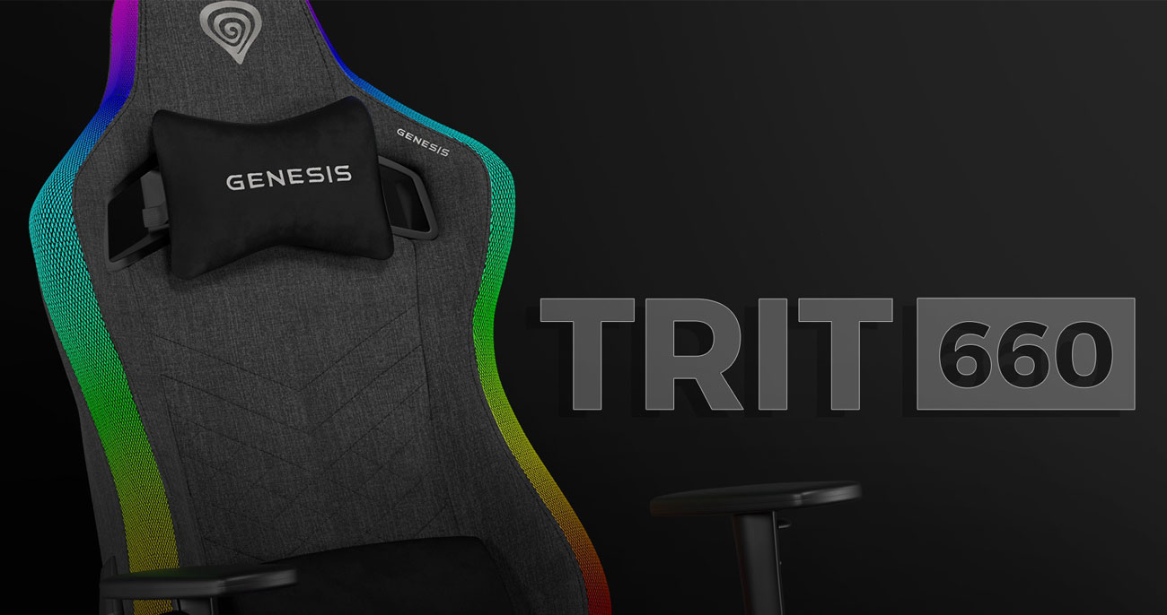 Fotel gamingowy Genesis Trit 660 RGB Szary - Grafika z tłem
