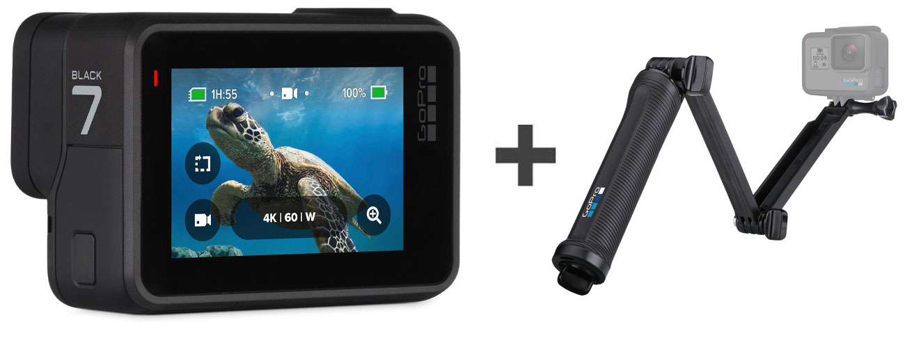 GoPro HERO7 Black + Monopod GoPro 3-way