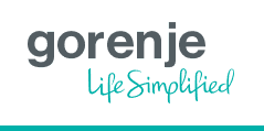 Szare logo Gorenje z zielonym, odręcznym napisem life simplified poniżej.