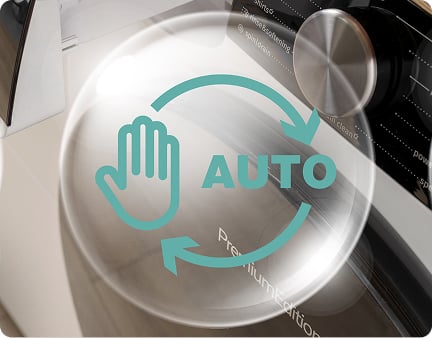dłoń z napisem „AUTO” symbolizująca automatyczne dozowanie 