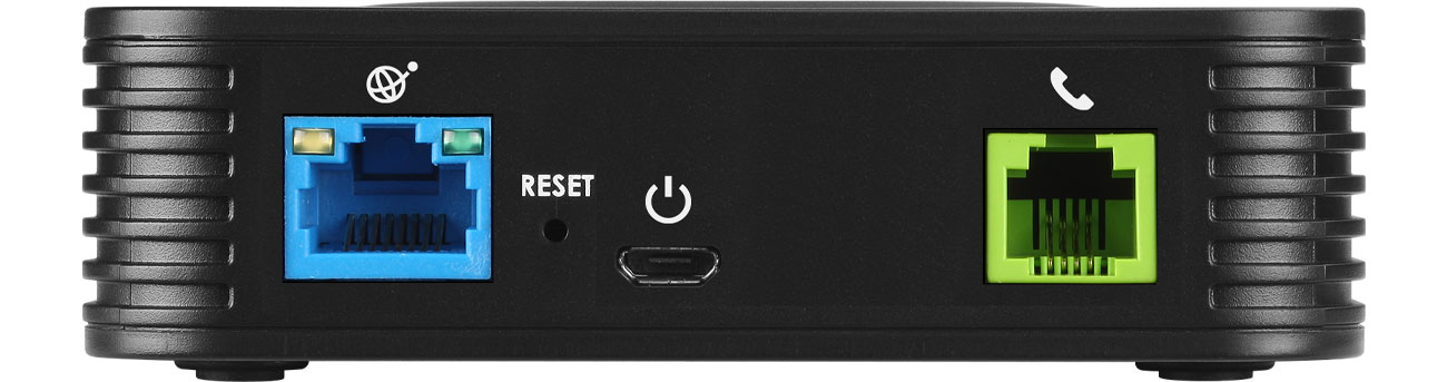 Grandstream HT 801 Złącza 2x10/100Mbit 1xFXS 1xFXO 2xSIP