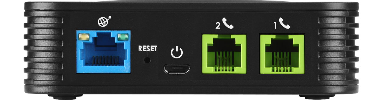 Grandstream HT 802 Złącza 1x10/100Mbit 2xFXS 2xSIP