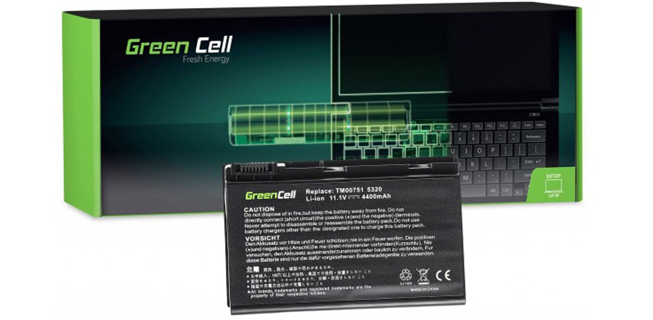 Green Cell Batterie für Acer Extensa TravelMate 4400 mAh