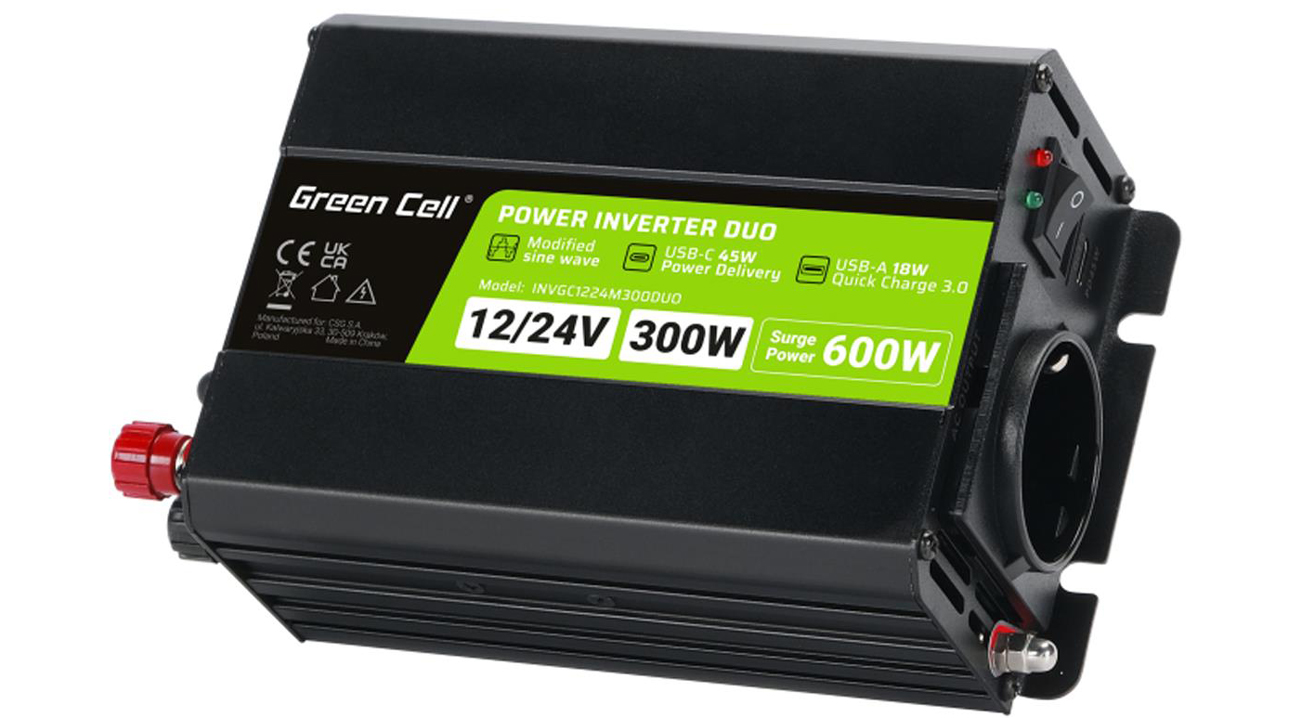 Green Cell DUO 12 В/24 В 300 Вт/600 Вт Модифікований перетворювач синусоїдальної хвилі