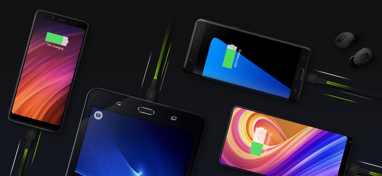 Green Cell kabel USB - micro USB 1.2m QC 3.0, LED