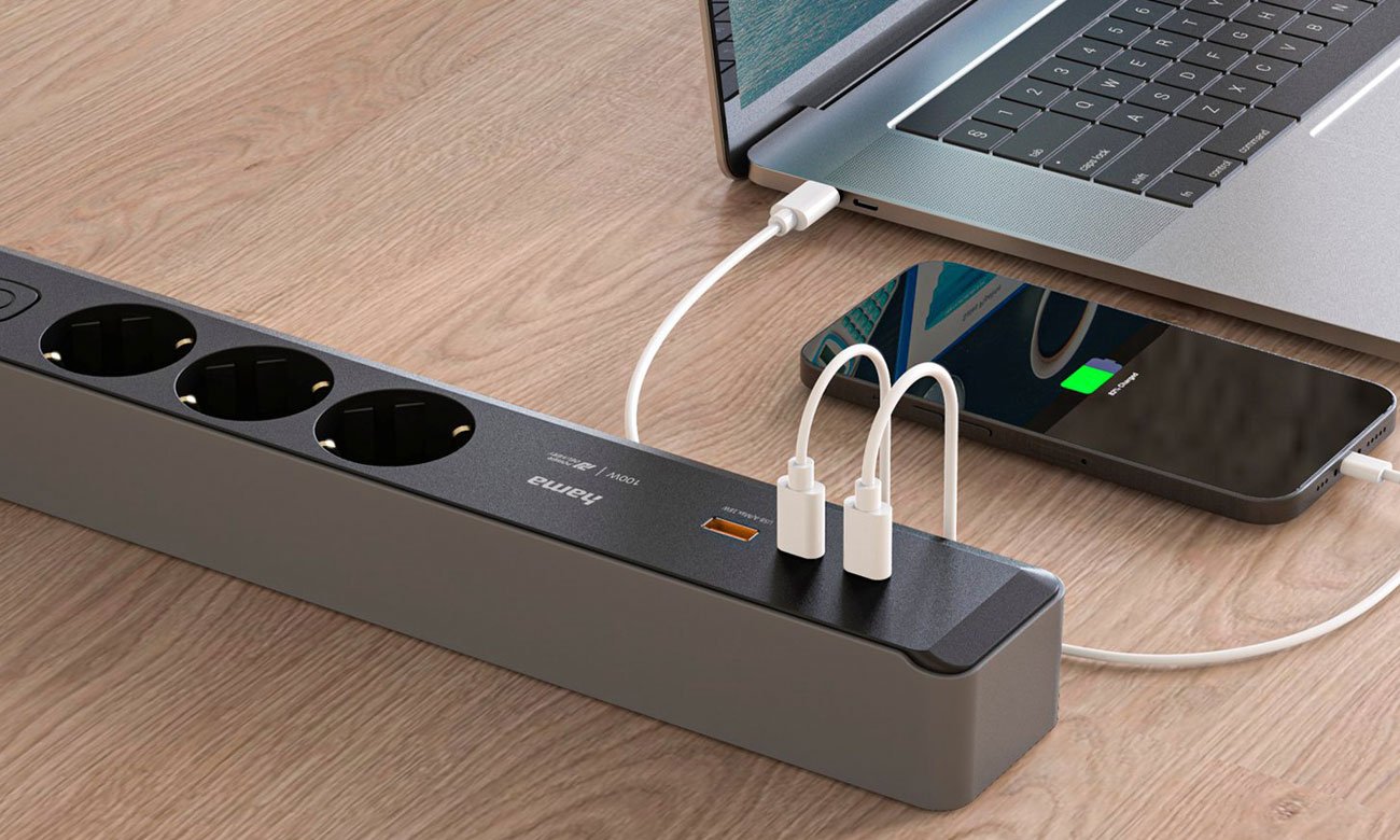 Hama Listwa zasilająca 3x SCHUKO 1,4M 2xUSB C/A PD 100W