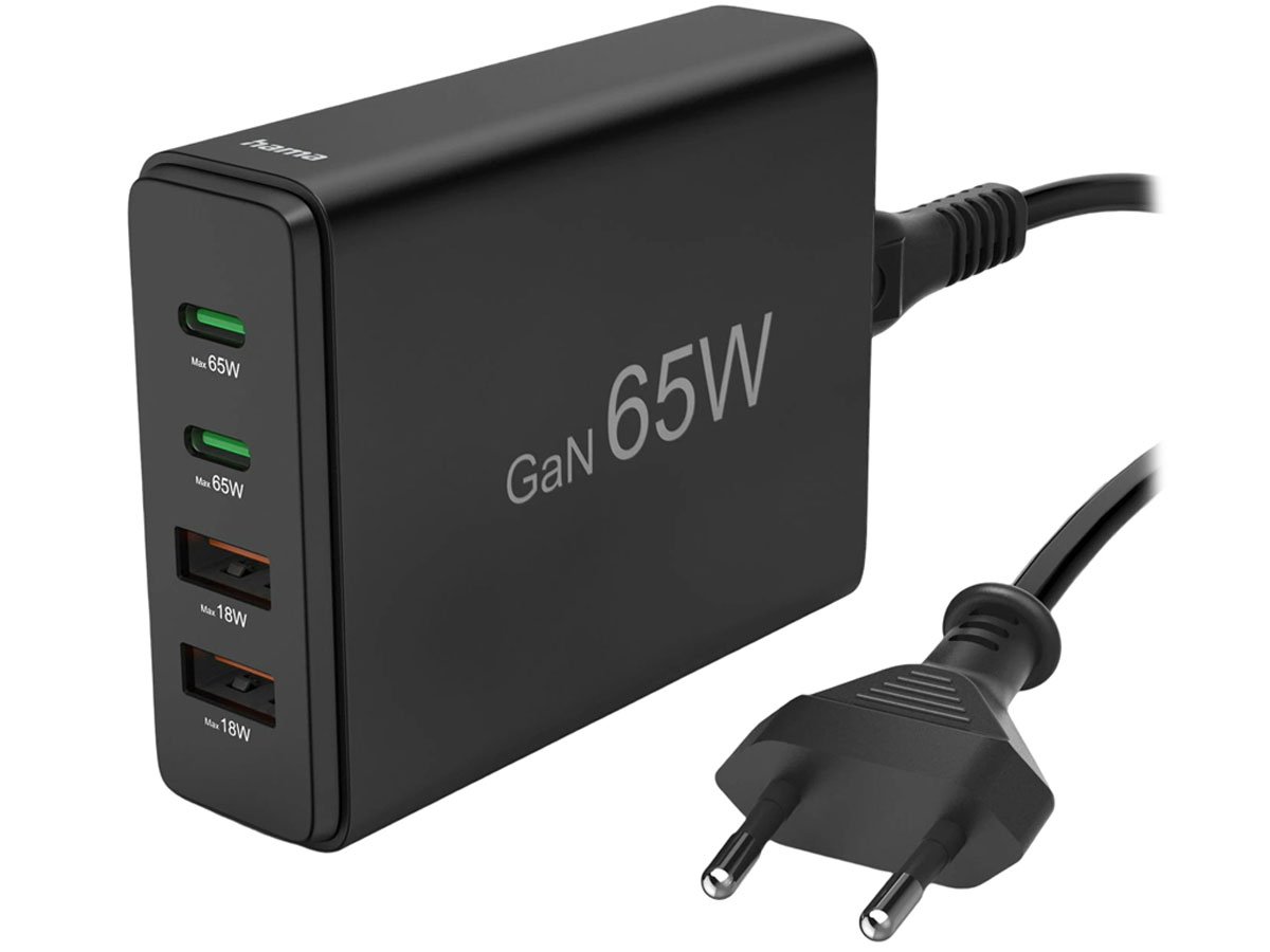 Hama Stacja ładująca o mocy 65W 2X USB-C 2X USB-A Czarna