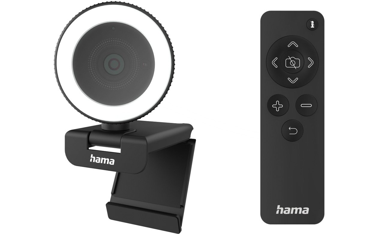 Kamera internetowa Hama C-800 PRO QHD - Widok od przodu pod kątem + pilot