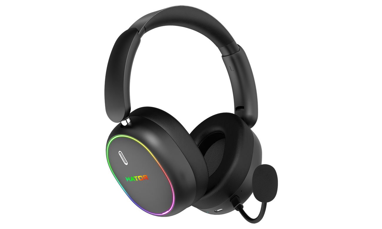 Zestaw słuchawkowy HATOR Phoenix 2 Wireless Czarny - Widok od przodu pod kątem