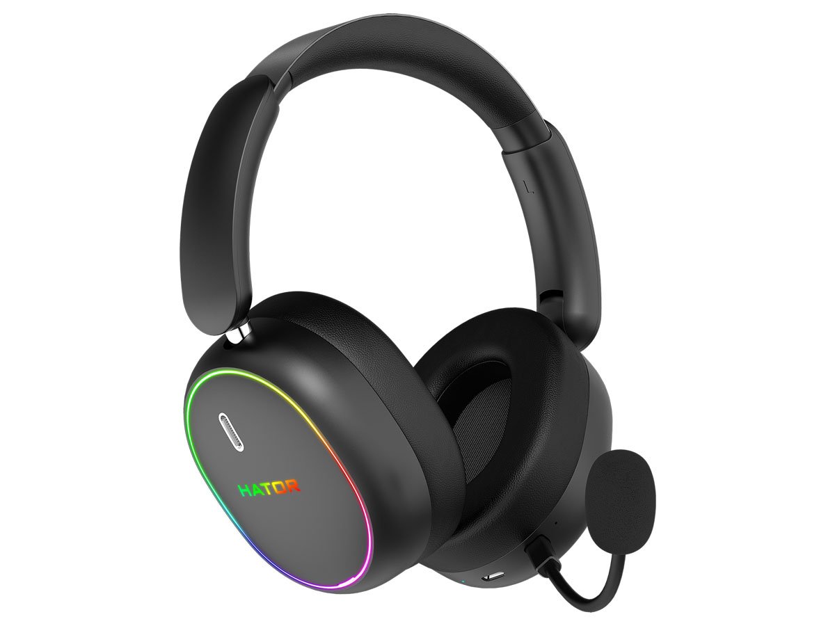 Zestaw słuchawkowy HATOR Phoenix 2 Wireless Czarny - Widok od przodu pod kątem