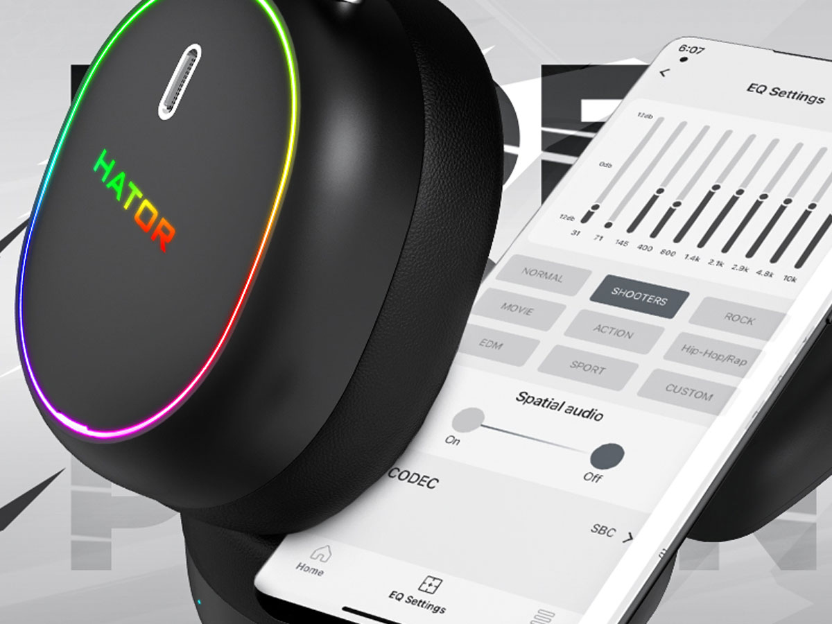 Zestaw słuchawkowy HATOR Phoenix 2 Wireless Czarny - Grafika
