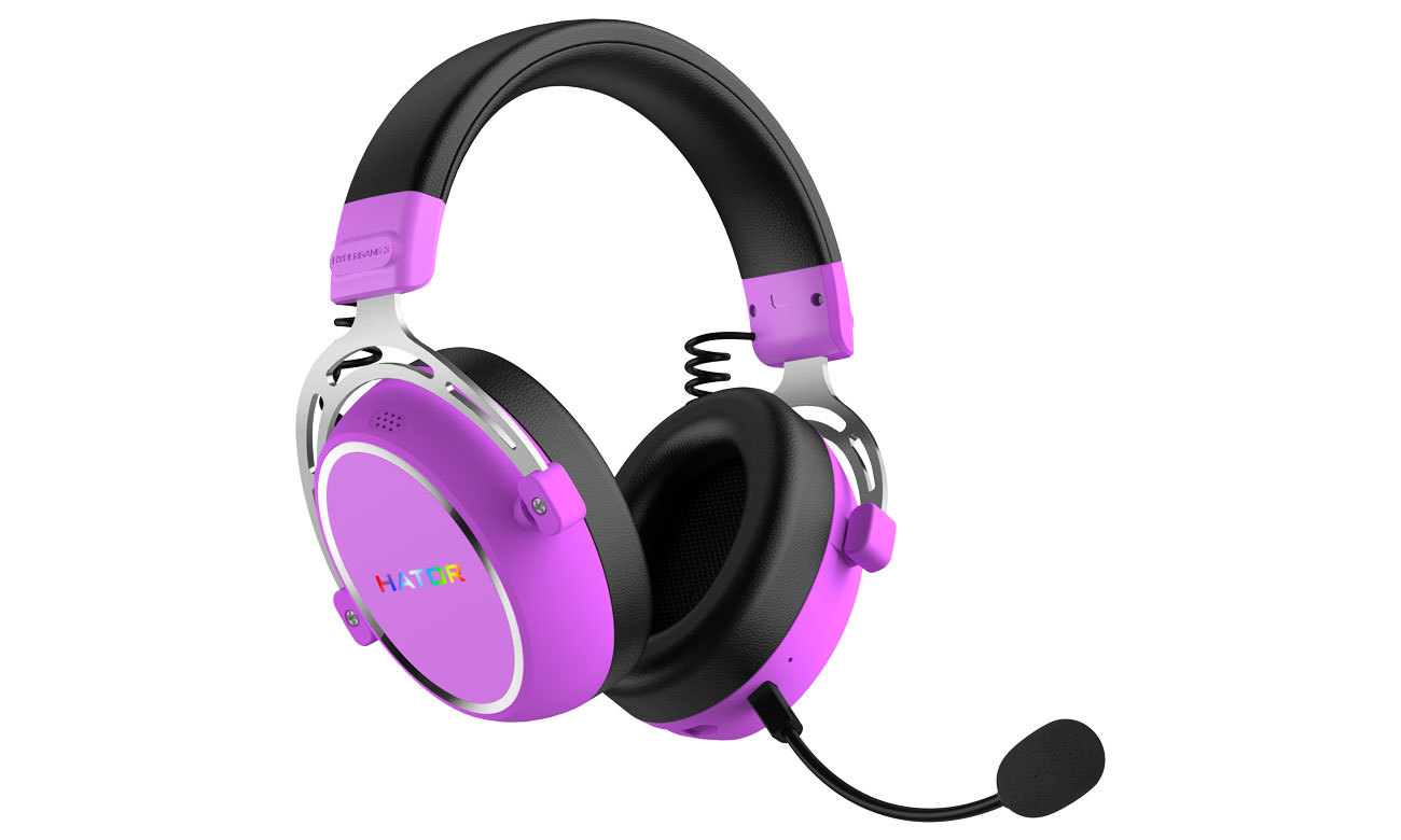 Zestaw słuchawkowy HATOR Hypergang 3 Wireless Czarno-fioletowy - Widok od przodu pod kątem