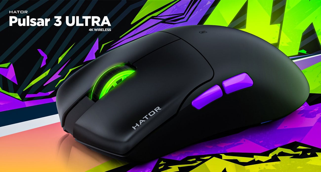 Mysz HATOR Pulsar 3 Ultra 4K Wireless Czarna - Grafika z tłem