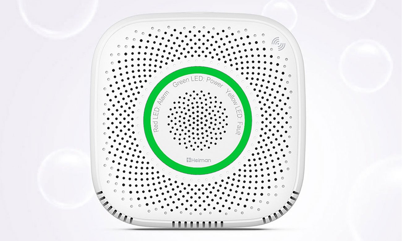 Inteligentny czujnik wycieku gazu ziemnego Wi-Fi Heiman WS2CG Tuya - Widok ogólny, grafika z tłem