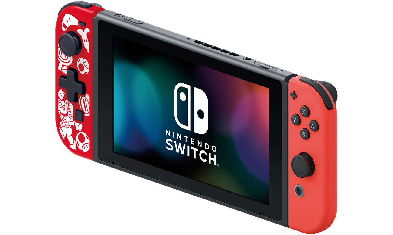 Kontroler HORI D-Pad Controller (L) New Mario Edition do Nintendo Switch - Zamontowany na konsoli