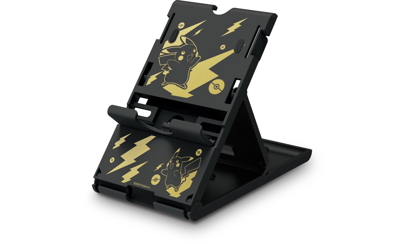 Podstawka ładująca HORI Play Stand Pikachu (Black & Gold) do Nintendo Switch - Widok od przodu pod kątem