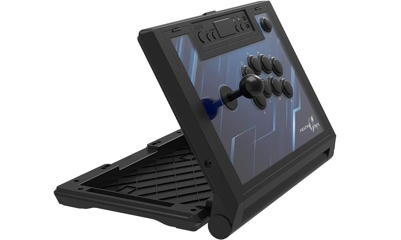 Joystick HORI PS5 Fighting Stick - Widok od przodu pod kątem, otwarta obudowa