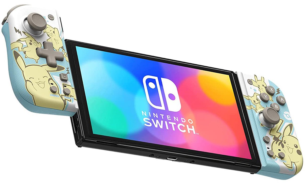 Kontroler HORI Split Pad Compact Switch Pikachu & Mimikyu dla Nintendo Switch - Widok od przodu pod kątem
